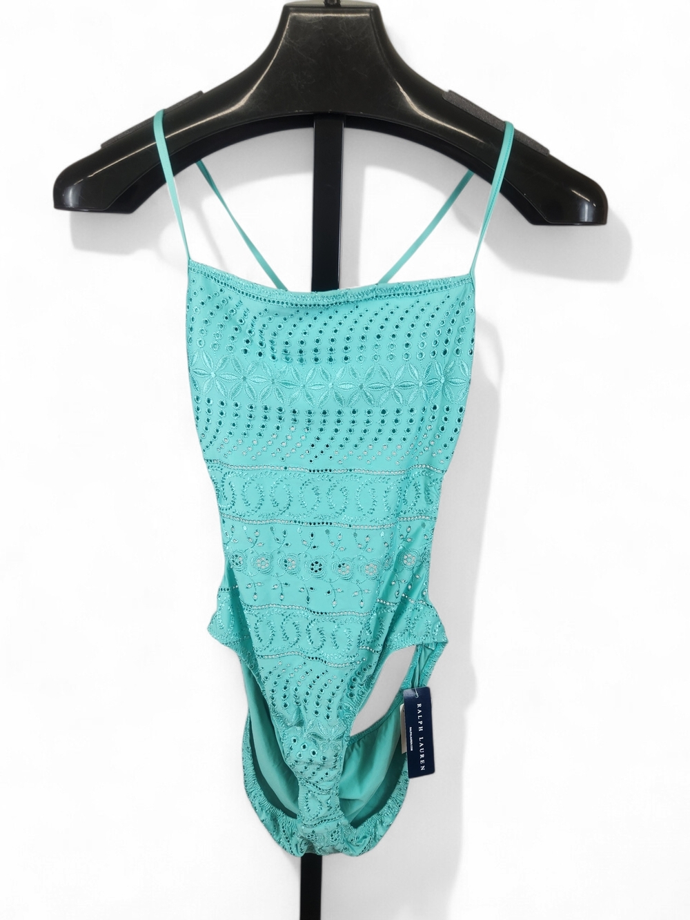 NWT Ralph Lauren Turquoise Eyelet One-Piece Swimsuit